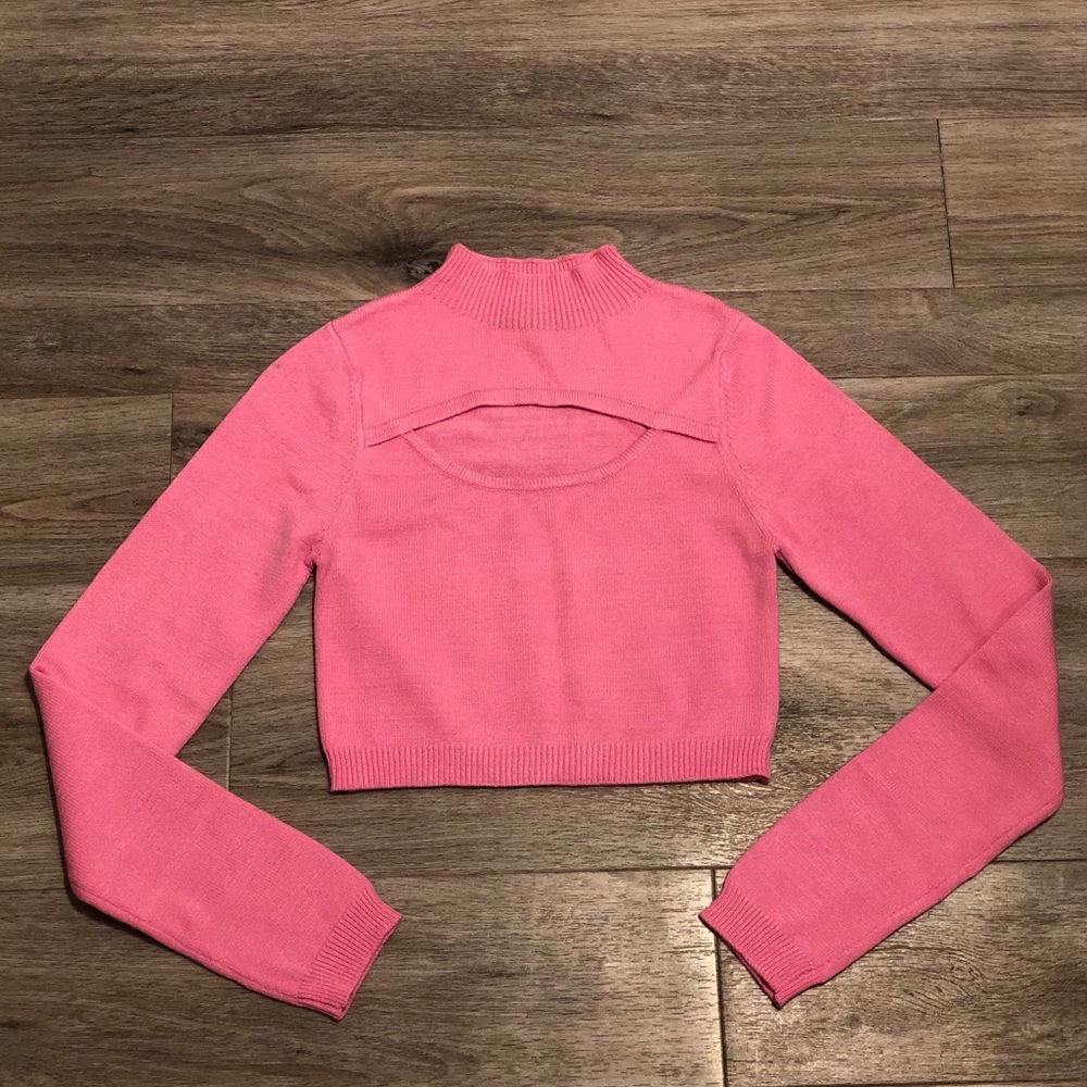 Blue Blush Pink Crop Sweater